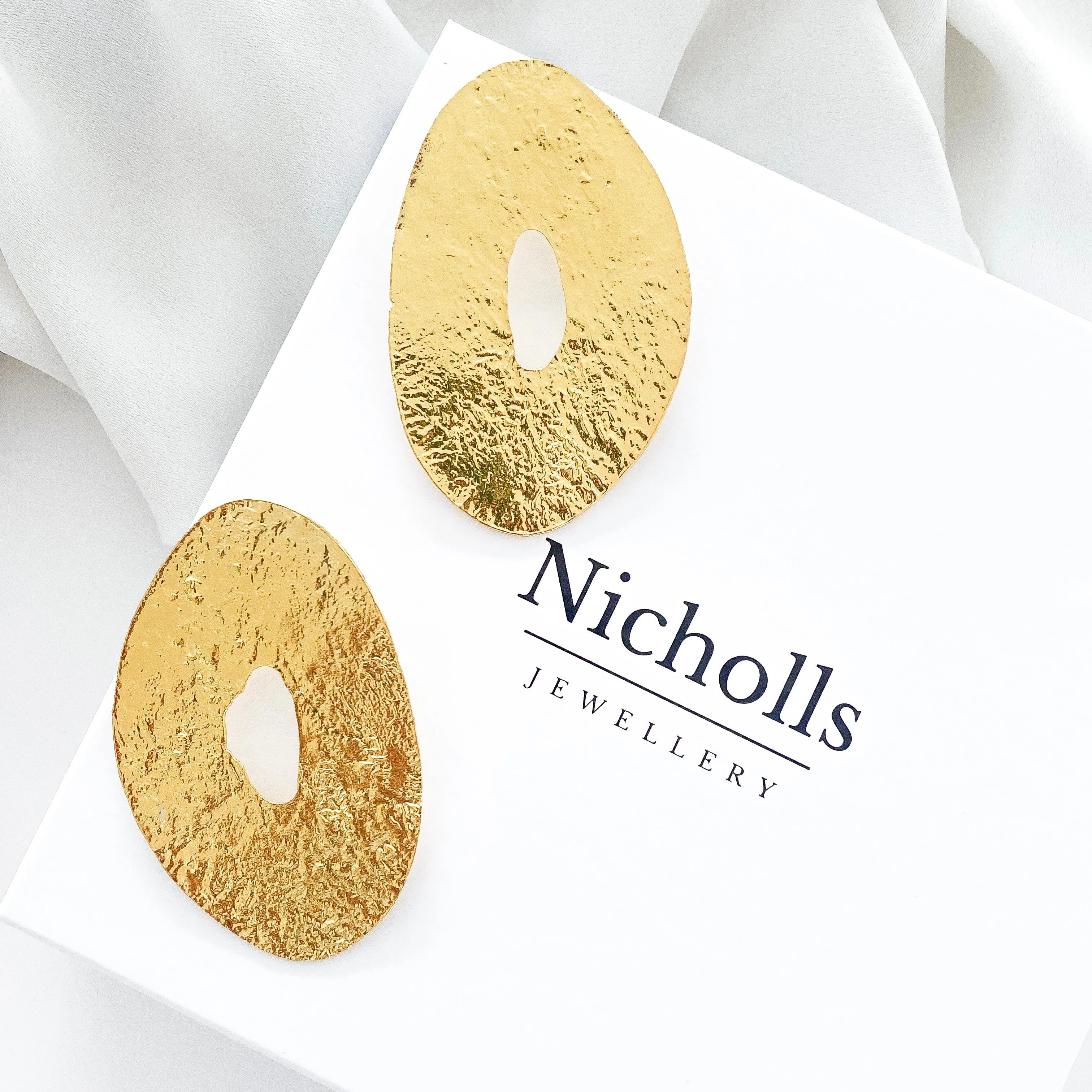 Large Oval Statement Gold Earrings