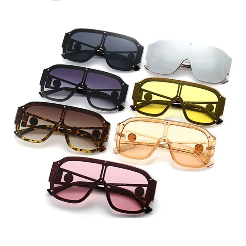 Luxury Designer Oversized Square Sunglasses Rivet Shades UV400