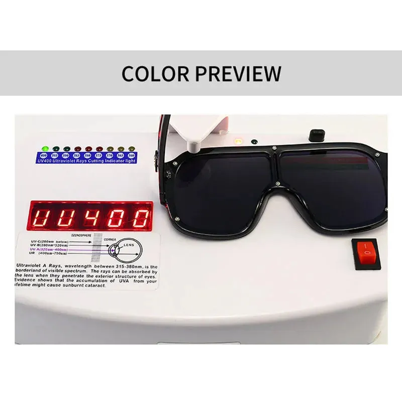 Luxury Designer Oversized Square Sunglasses Rivet Shades UV400