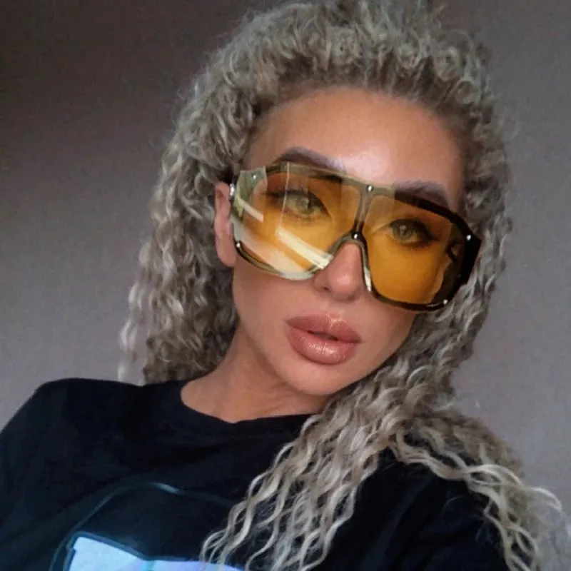 Luxury Designer Oversized Square Sunglasses Rivet Shades UV400