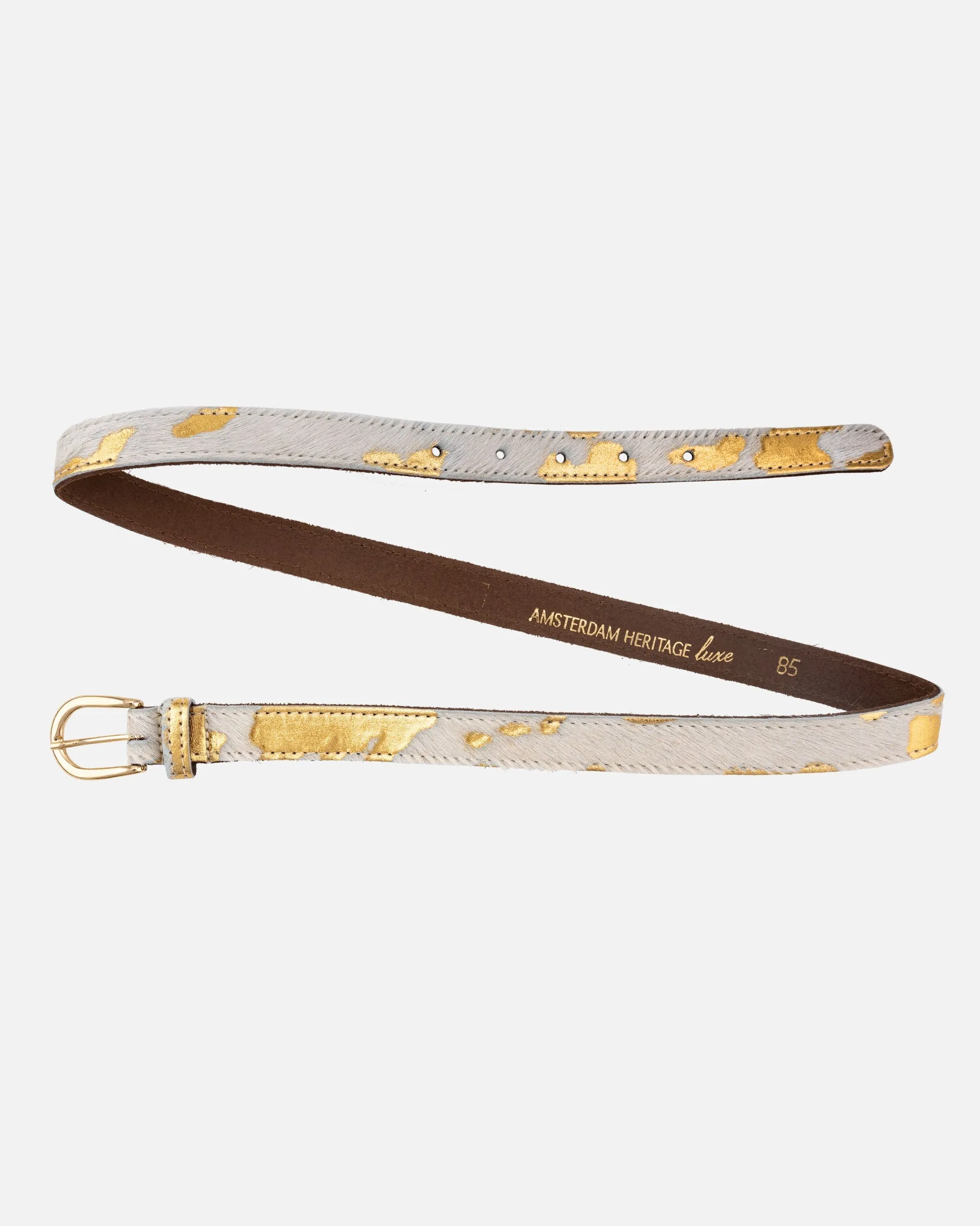 MADE TO ORDER Darya | Metallic Calf Hair Skinny Leather Belt