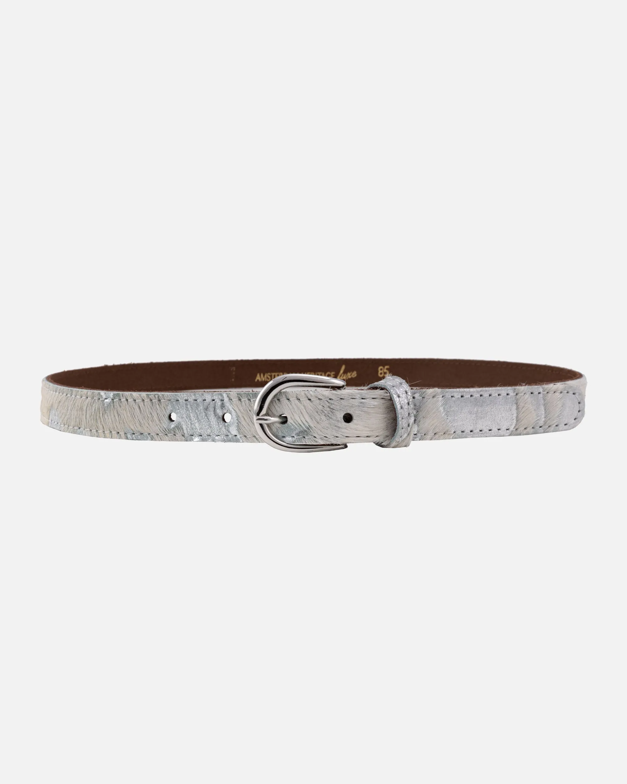 MADE TO ORDER Darya | Metallic Calf Hair Skinny Leather Belt
