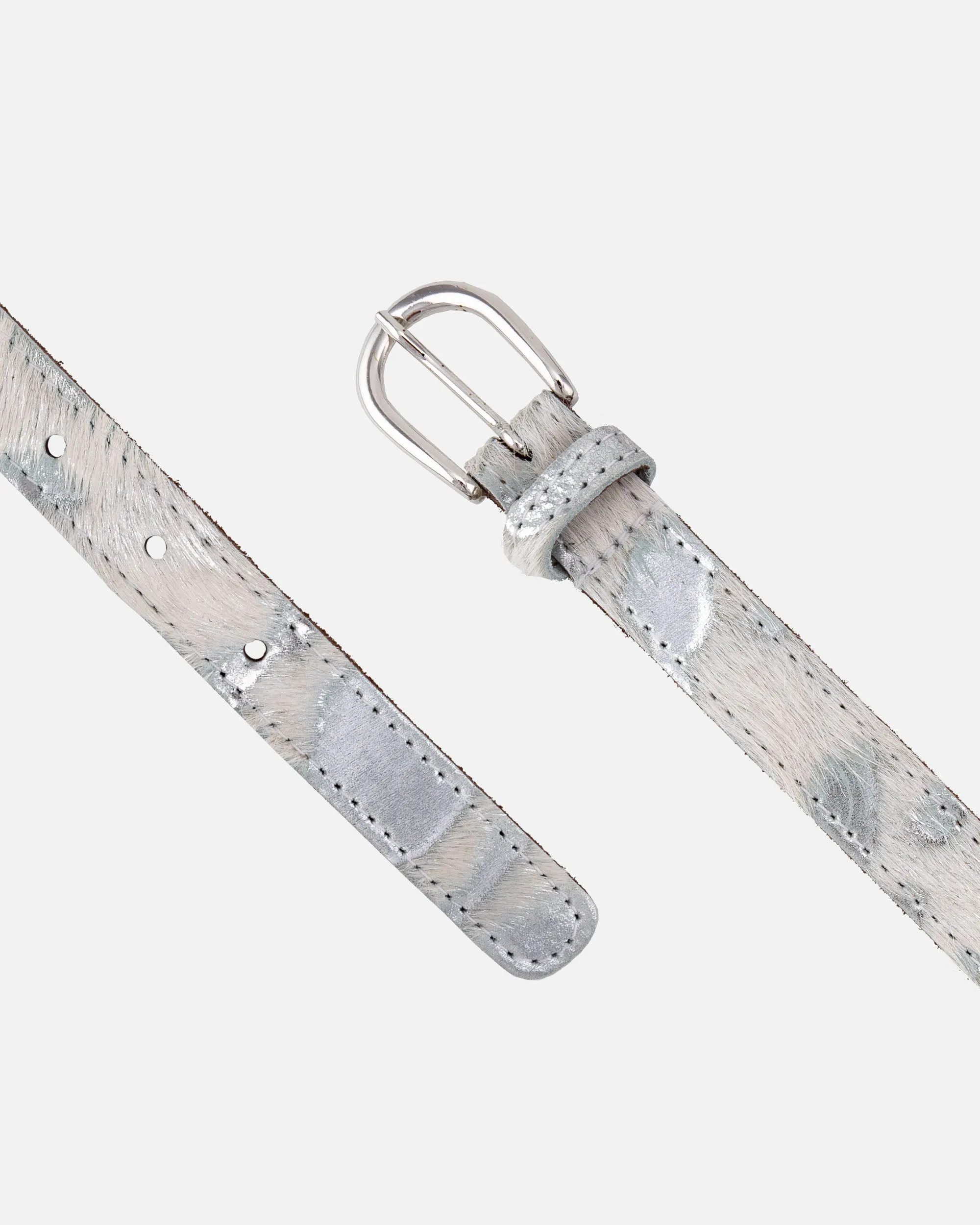 MADE TO ORDER Darya | Metallic Calf Hair Skinny Leather Belt