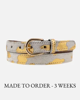 MADE TO ORDER Darya | Metallic Calf Hair Skinny Leather Belt