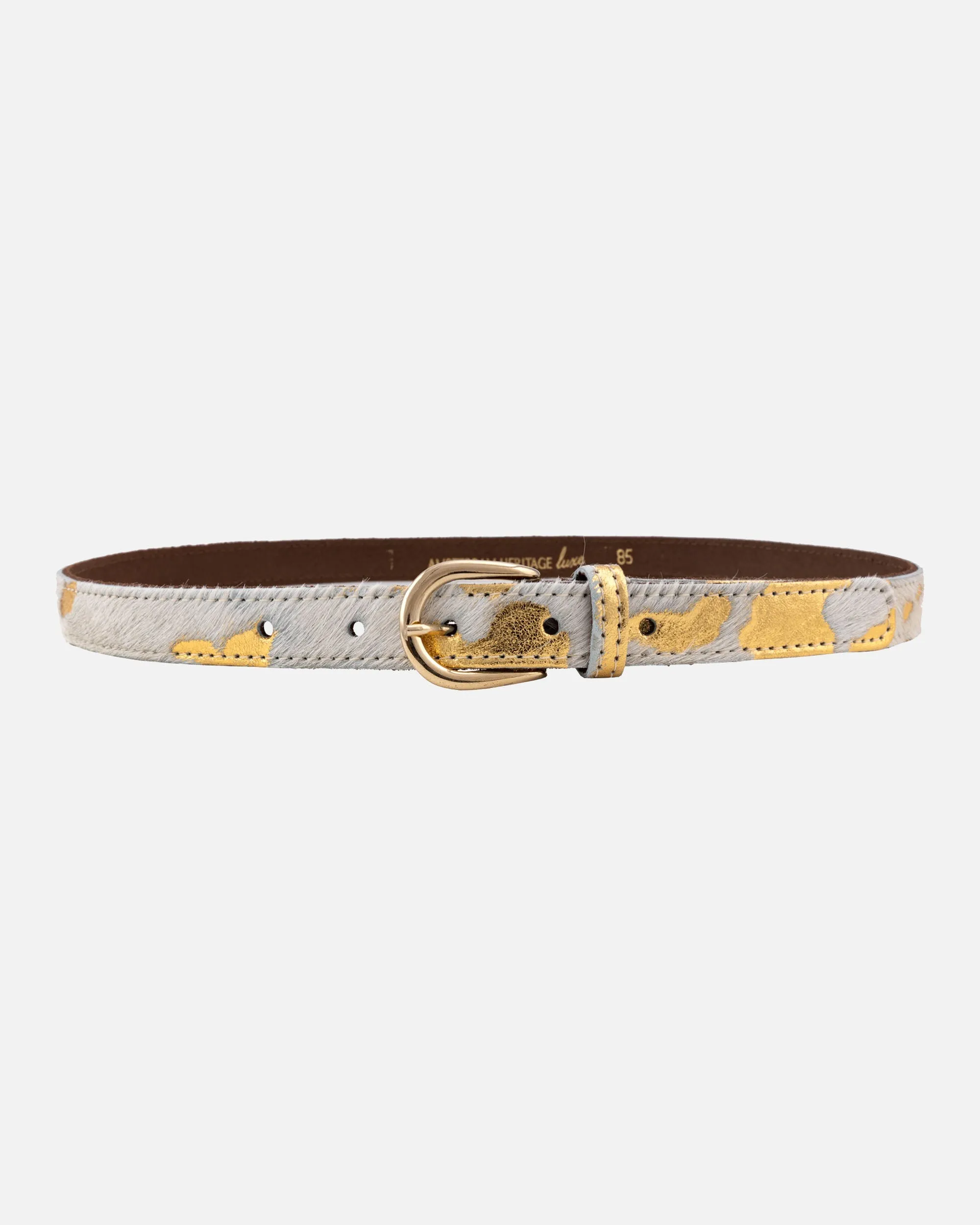 MADE TO ORDER Darya | Metallic Calf Hair Skinny Leather Belt