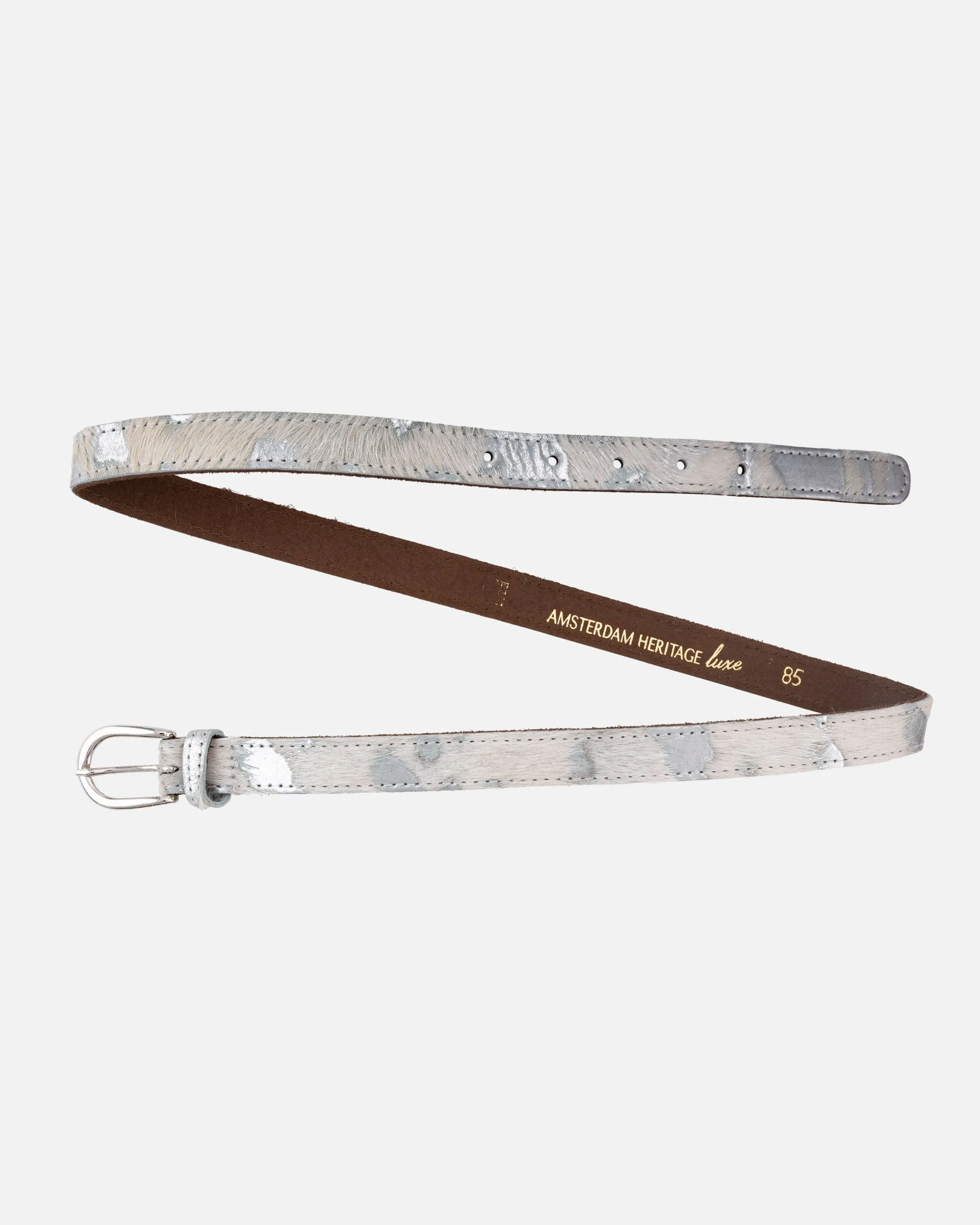 MADE TO ORDER Darya | Metallic Calf Hair Skinny Leather Belt