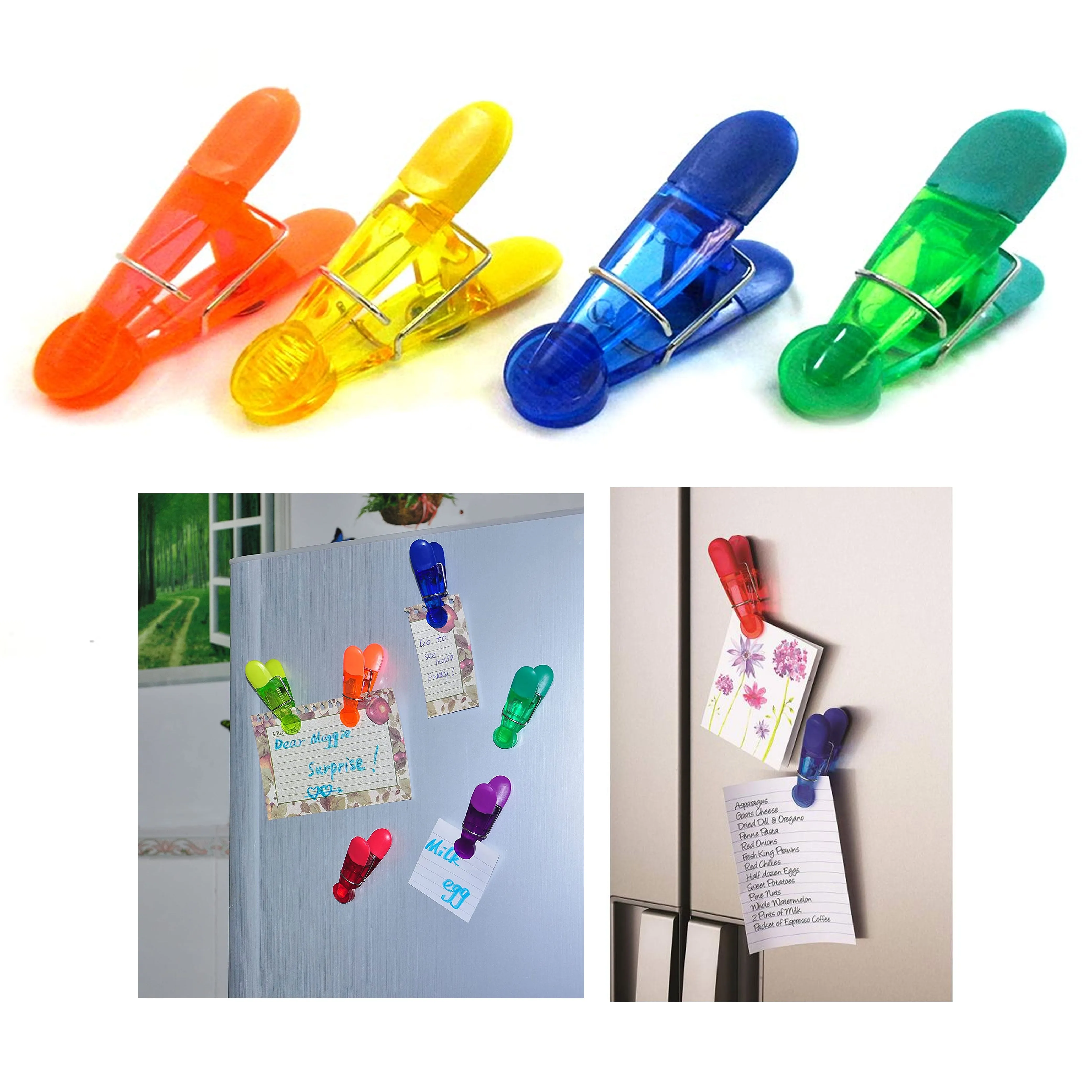 Magnetic Clips 4 Chip Bag Kitchen Refrigerator Magnets For Photos Food Storage