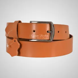 Men's Real Leather Belt For Causal & Formal Use Tan