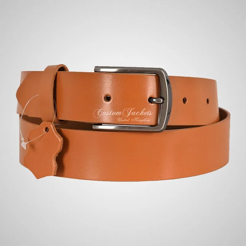 Men's Real Leather Belt For Causal & Formal Use Tan