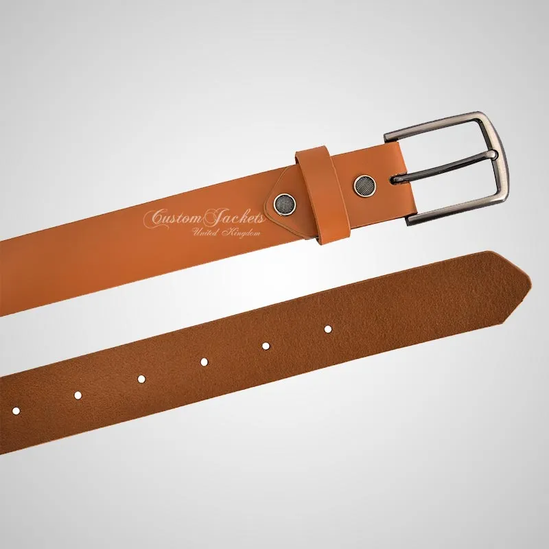 Men's Real Leather Belt For Causal & Formal Use Tan