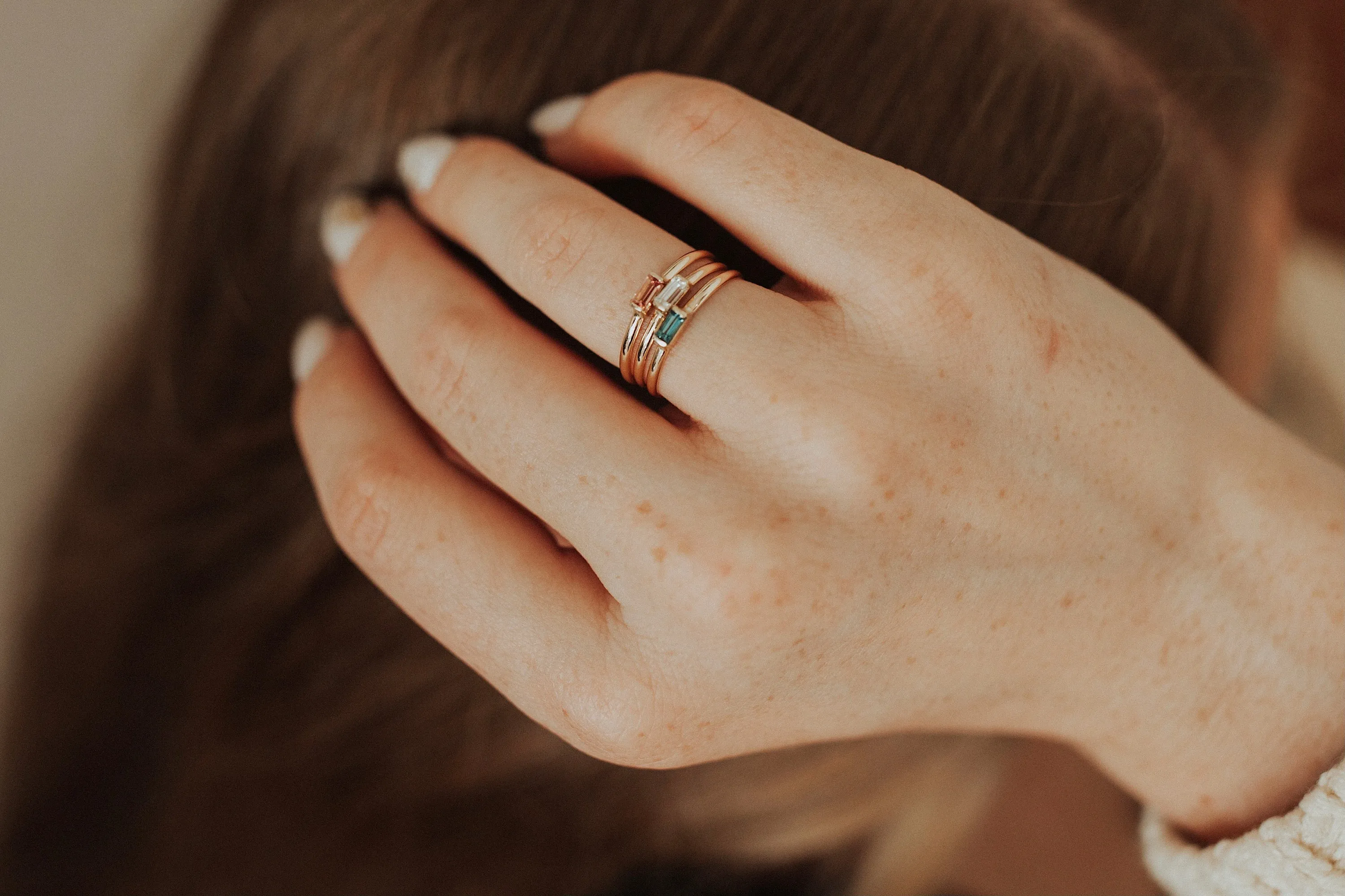 Mini April   Angel Stackable Ring