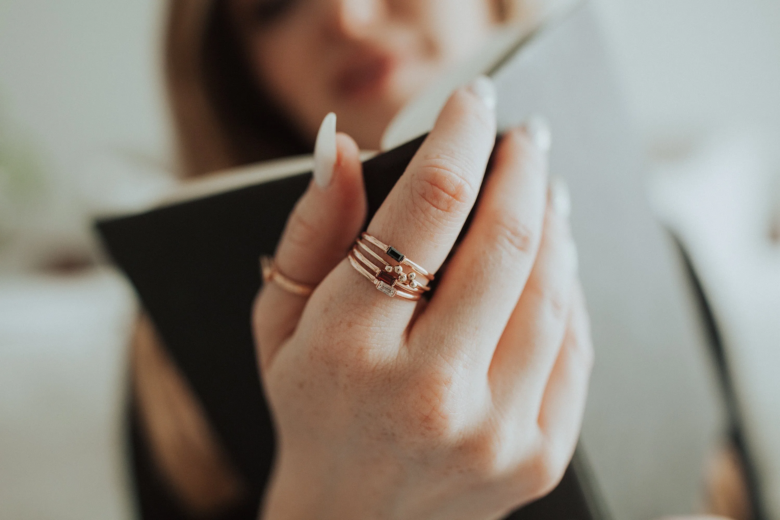 Mini April   Angel Stackable Ring