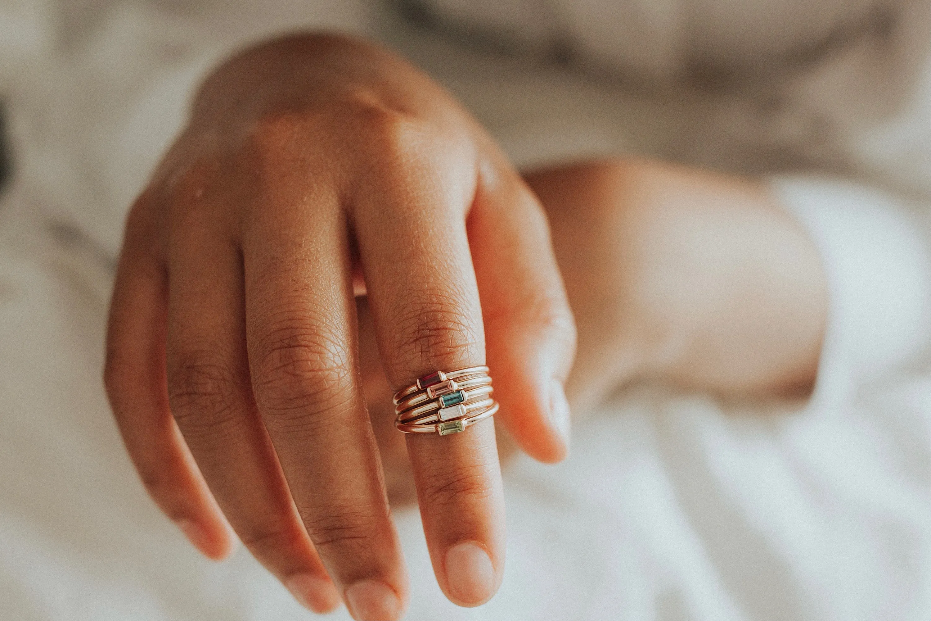 Mini April   Angel Stackable Ring
