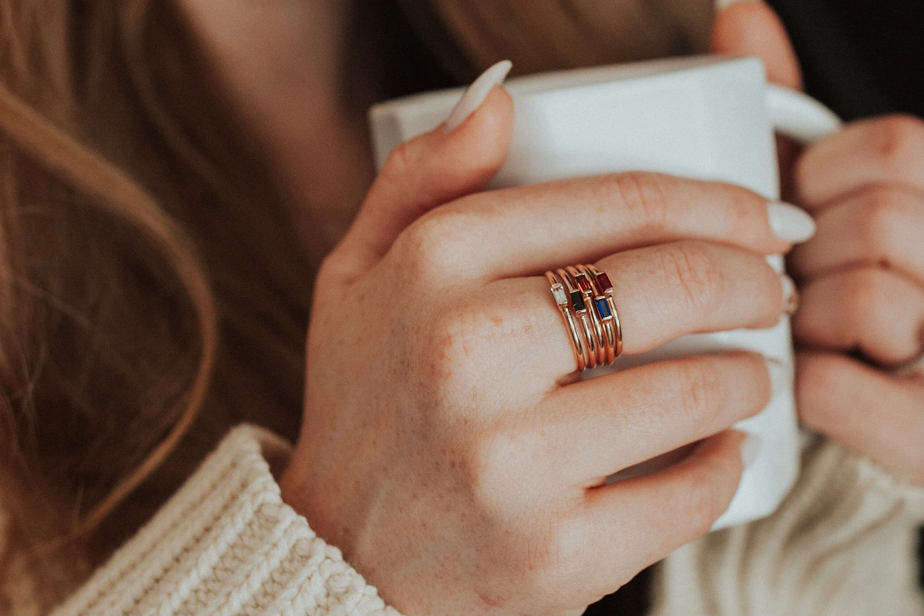 Mini April   Angel Stackable Ring