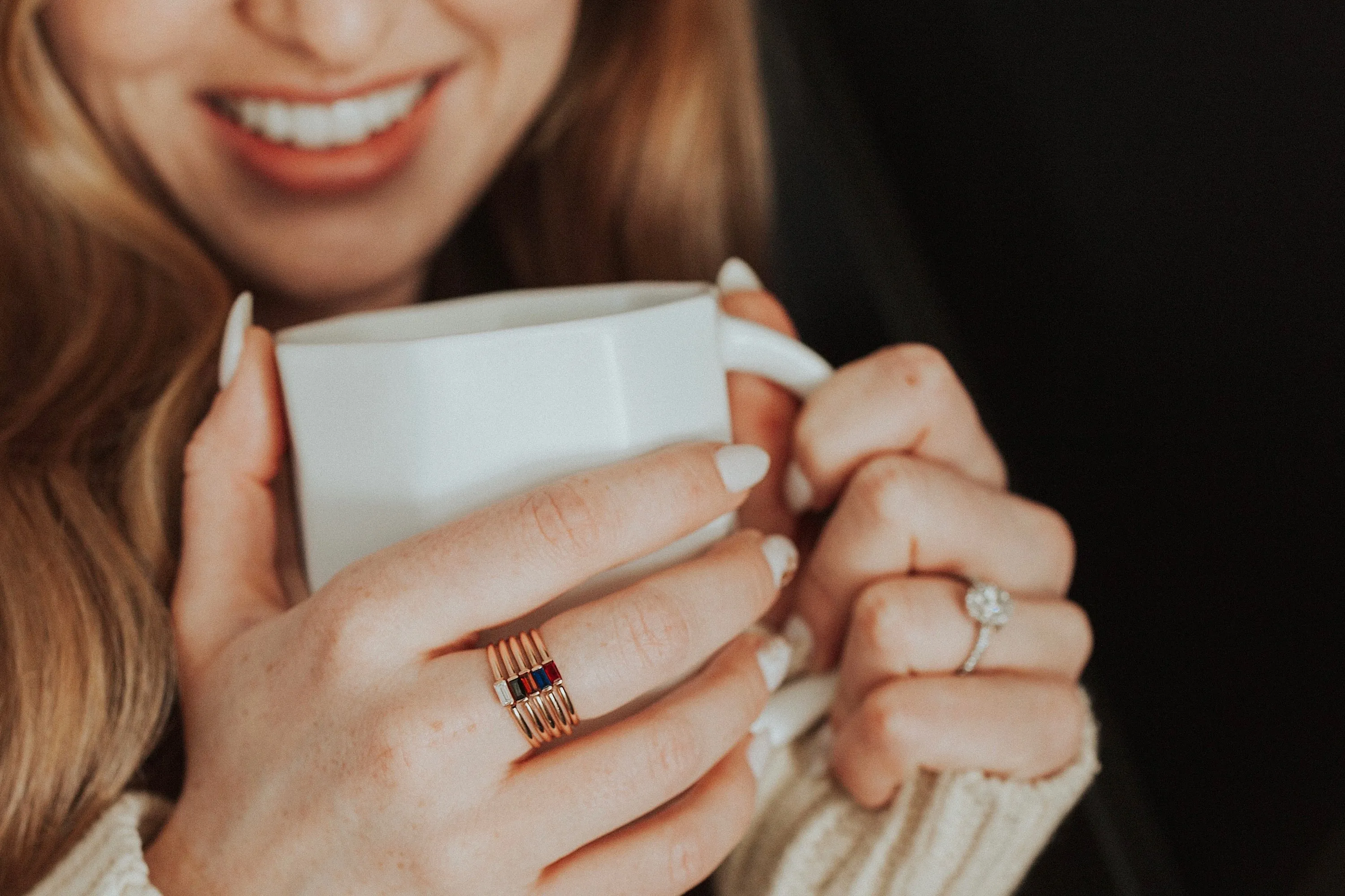 Mini April   Angel Stackable Ring