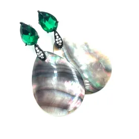 Mother Of Pearl Green Cubic Drop Earring