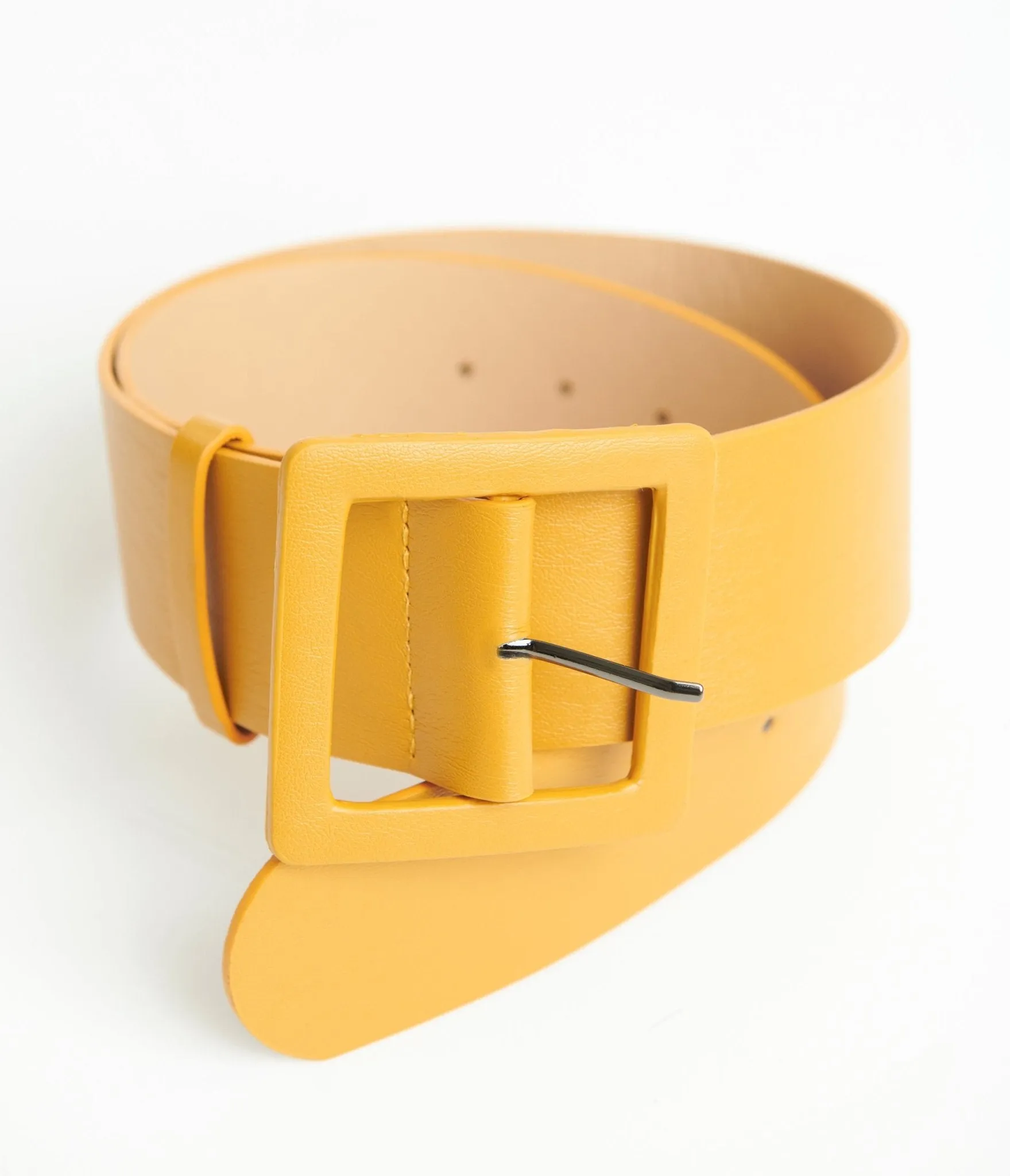 Mustard Leatherette Wide Belt