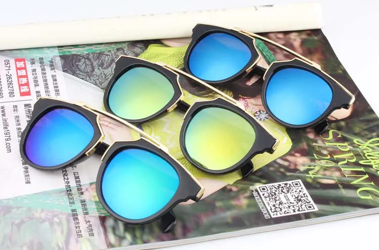 New Fashion Plastic Wrap Metal Cat Eye Glasses Vintage Sunglasses Women Men Brand Designer Coating sunglass