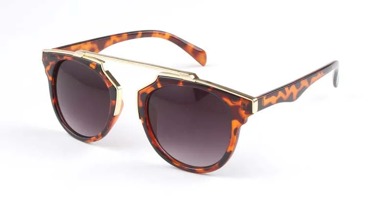 New Fashion Plastic Wrap Metal Cat Eye Glasses Vintage Sunglasses Women Men Brand Designer Coating sunglass