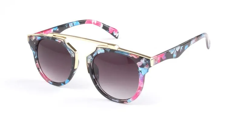 New Fashion Plastic Wrap Metal Cat Eye Glasses Vintage Sunglasses Women Men Brand Designer Coating sunglass