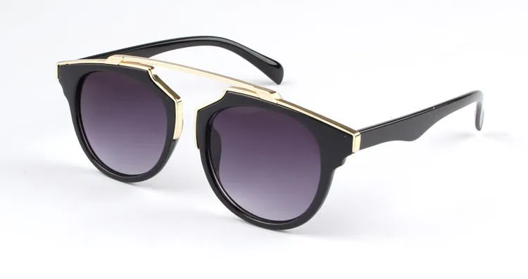 New Fashion Plastic Wrap Metal Cat Eye Glasses Vintage Sunglasses Women Men Brand Designer Coating sunglass