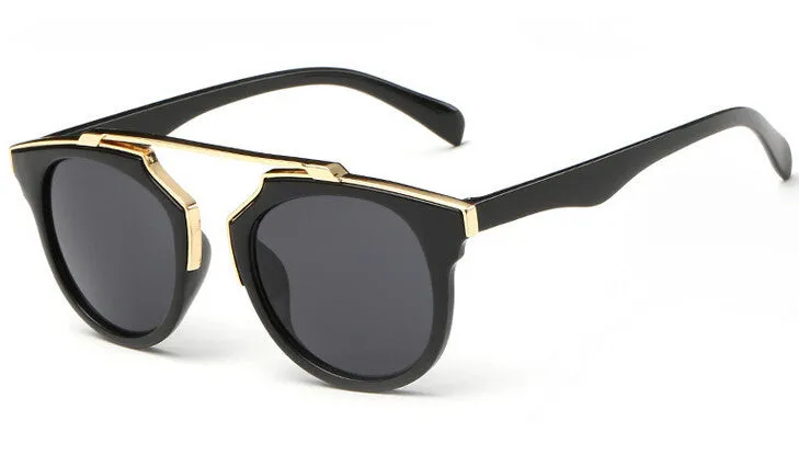 New Fashion Plastic Wrap Metal Cat Eye Glasses Vintage Sunglasses Women Men Brand Designer Coating sunglass