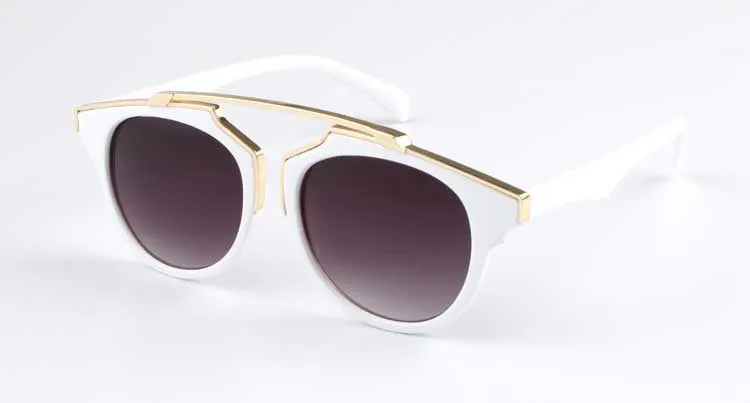 New Fashion Plastic Wrap Metal Cat Eye Glasses Vintage Sunglasses Women Men Brand Designer Coating sunglass