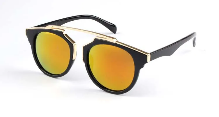 New Fashion Plastic Wrap Metal Cat Eye Glasses Vintage Sunglasses Women Men Brand Designer Coating sunglass