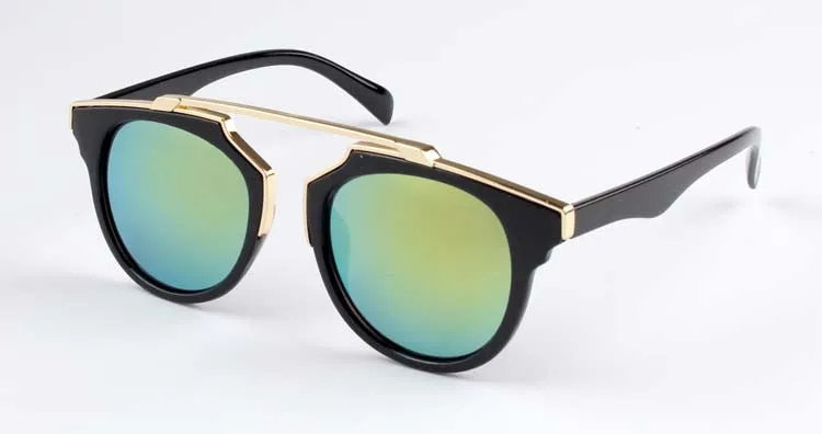 New Fashion Plastic Wrap Metal Cat Eye Glasses Vintage Sunglasses Women Men Brand Designer Coating sunglass