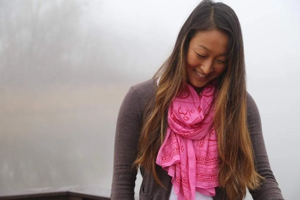 New Om Prayer Scarf in Pink