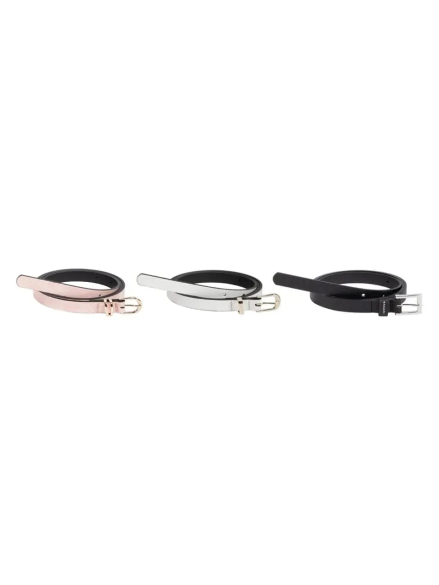 New with tags! Women's TAHARI TRIPLE CROWN BELT 3-PACK, BLUSH/CREAM/BLACK, SZ XL!