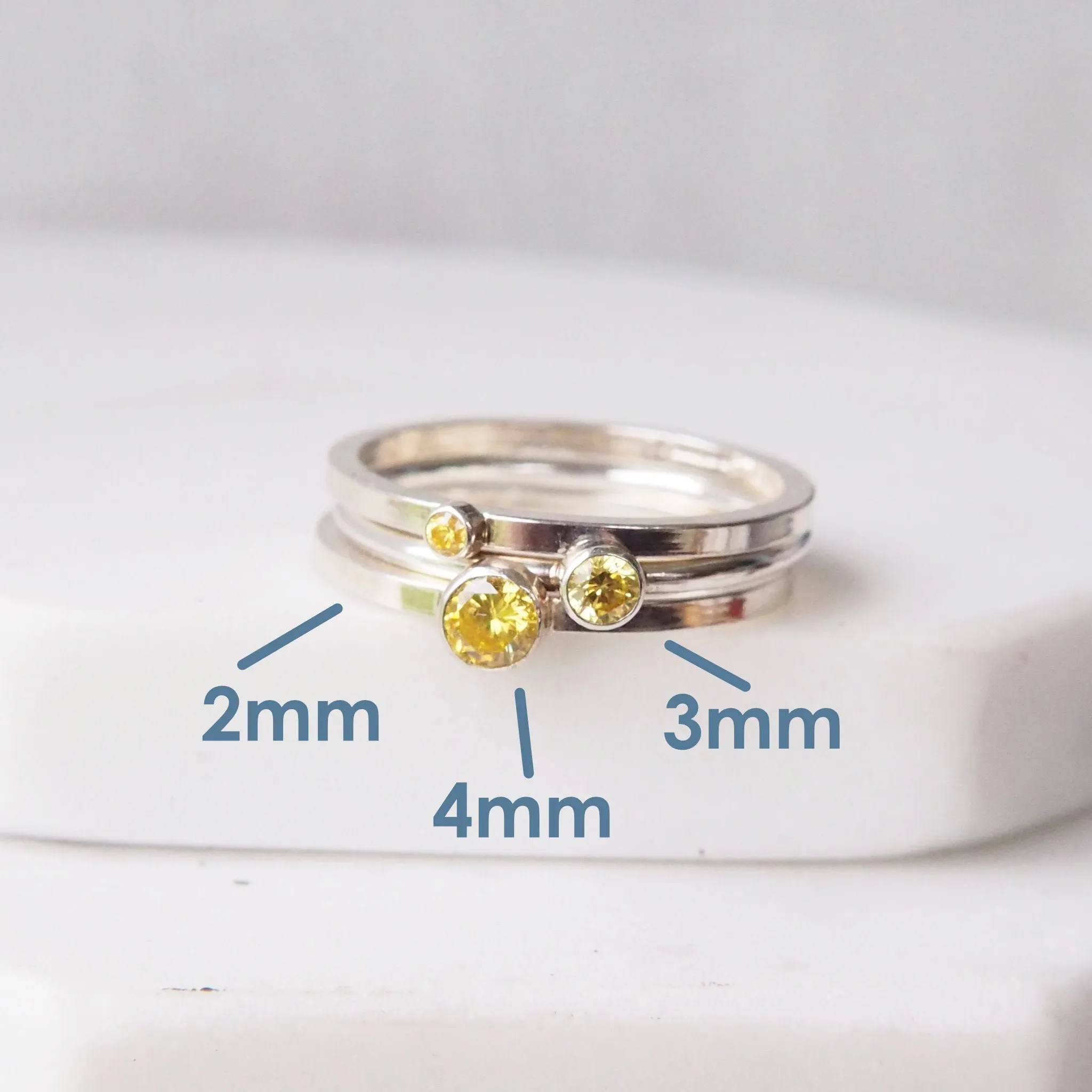 NOVEMBER Birthstone Rings - Silver & Citrine Cubic Zirconia