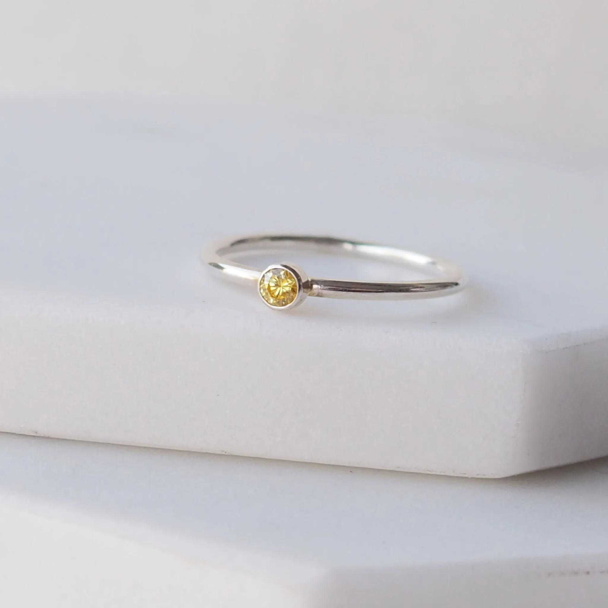 NOVEMBER Birthstone Rings - Silver & Citrine Cubic Zirconia