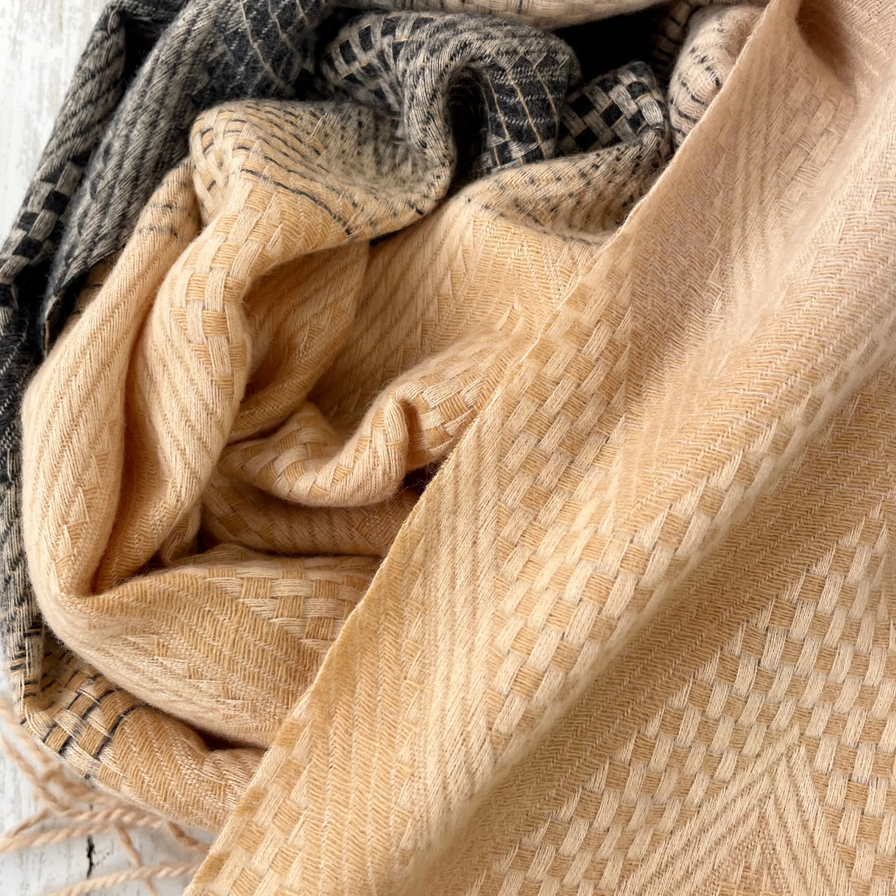Ottilie Ombre Chevron Blanket Scarf - Camel