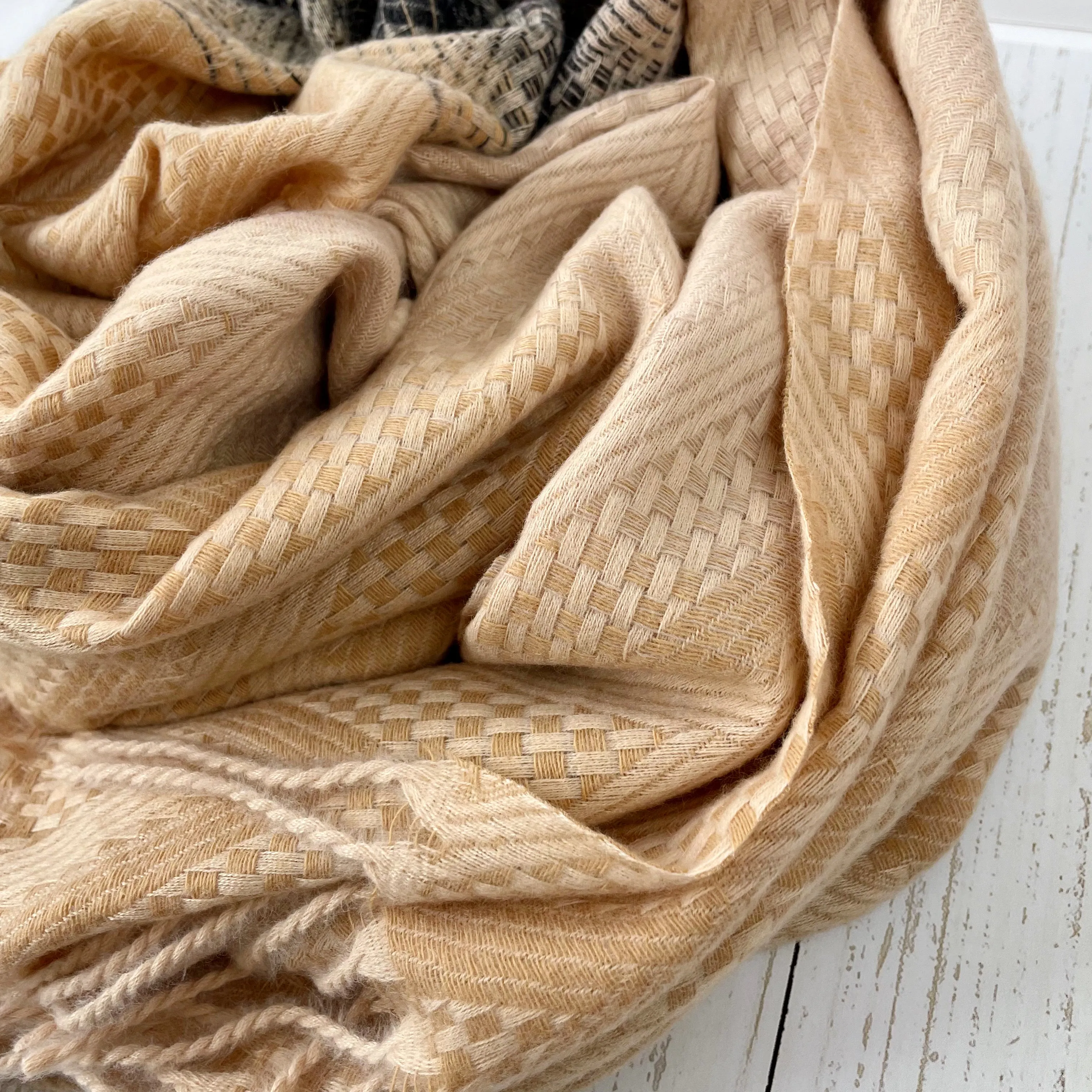Ottilie Ombre Chevron Blanket Scarf - Camel