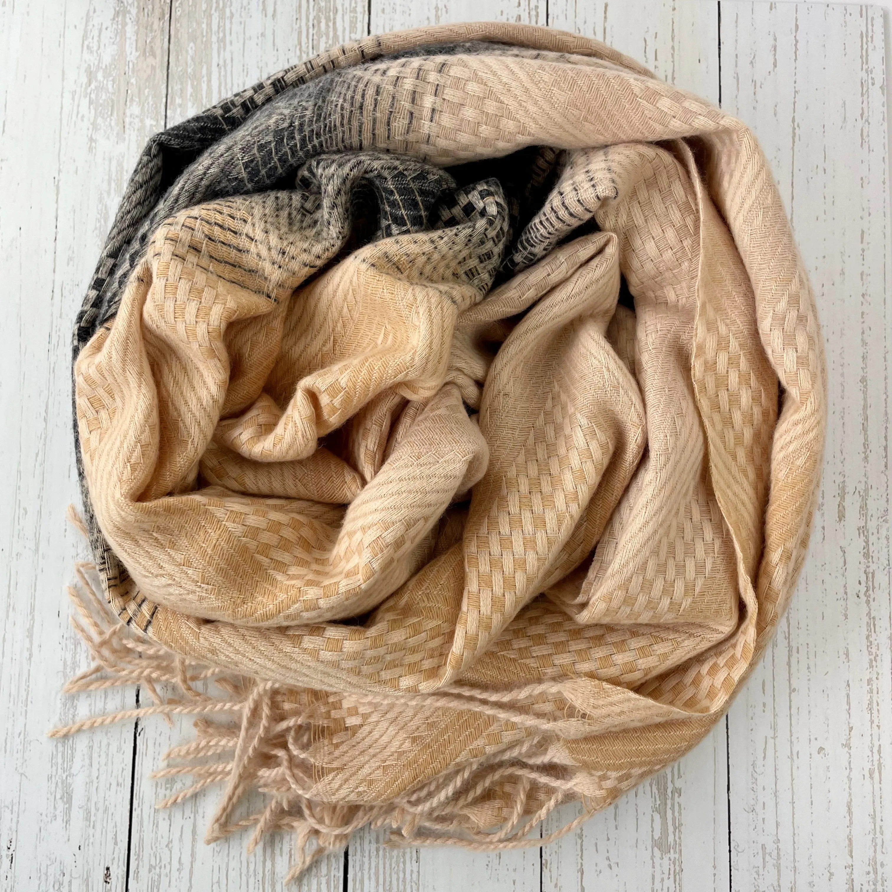 Ottilie Ombre Chevron Blanket Scarf - Camel