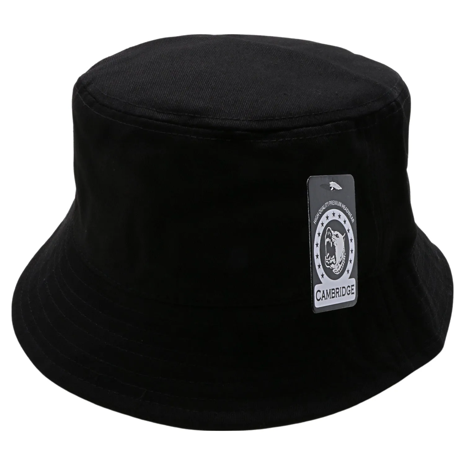 PB183 Pit Bull Plain Washed Cotton Fisherman Bucket Hats [Black]