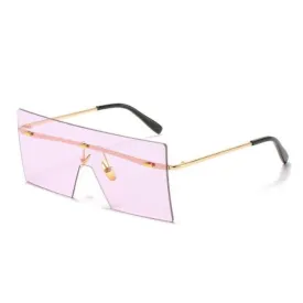 Pink Oversized Square Rimless Sunglasses Unisex