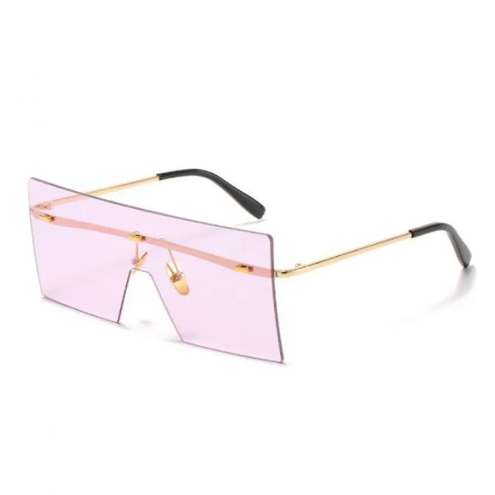 Pink Oversized Square Rimless Sunglasses Unisex
