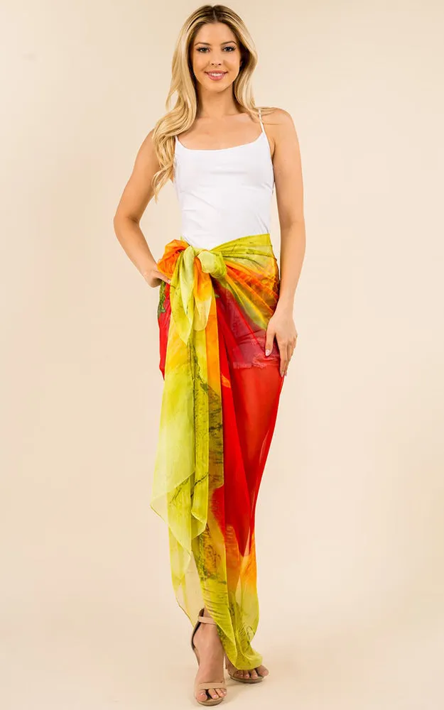 PP3360 Flower Colorful Printed Oblong Salon Scarf