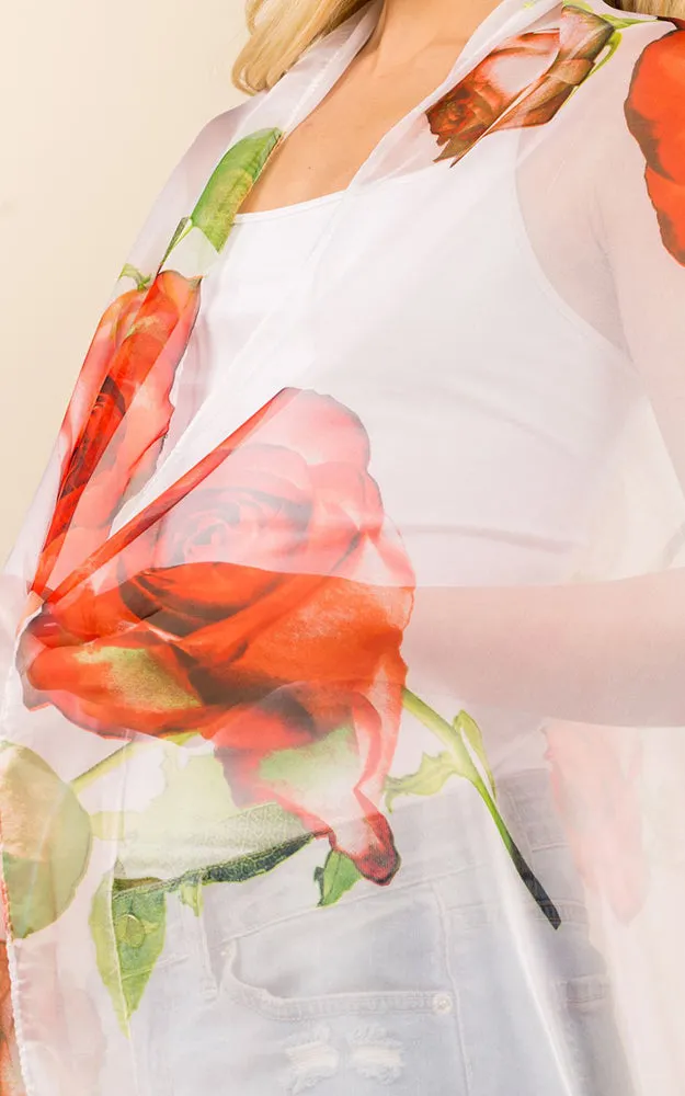 PP3360 Flower Colorful Printed Oblong Salon Scarf