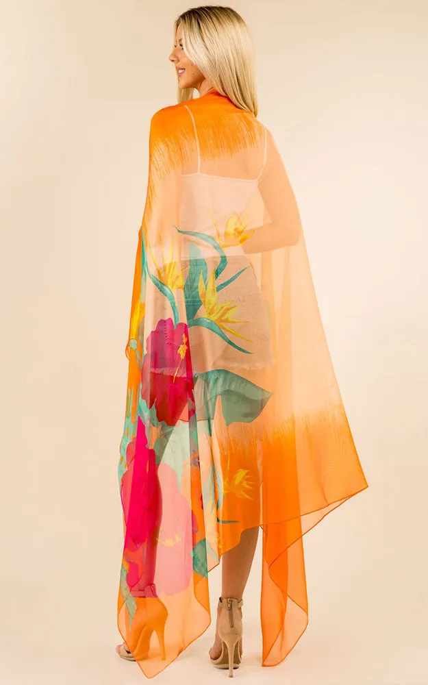 PP3360 Flower Colorful Printed Oblong Salon Scarf