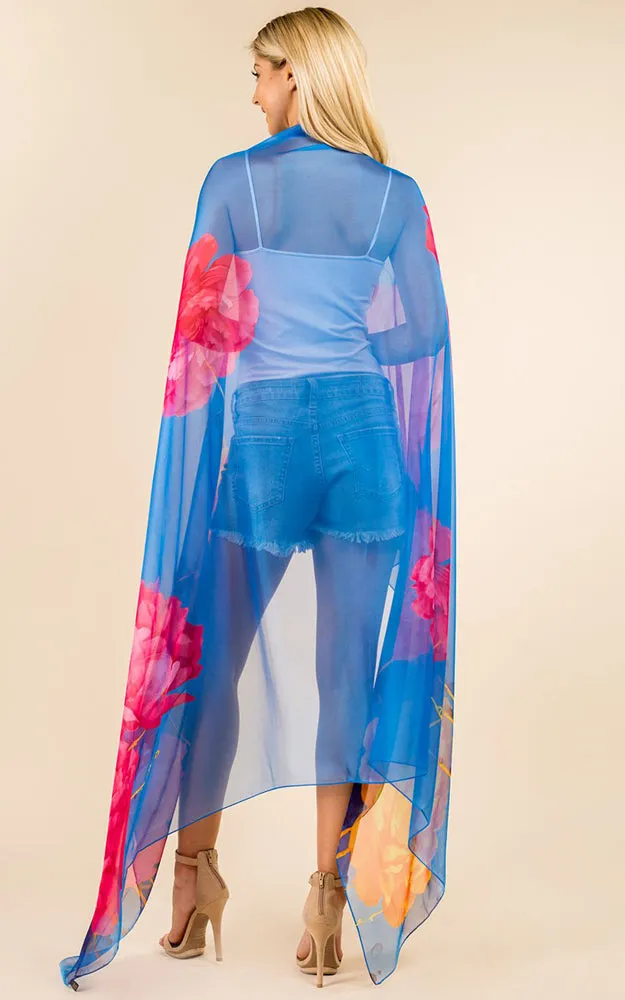 PP3360 Flower Colorful Printed Oblong Salon Scarf