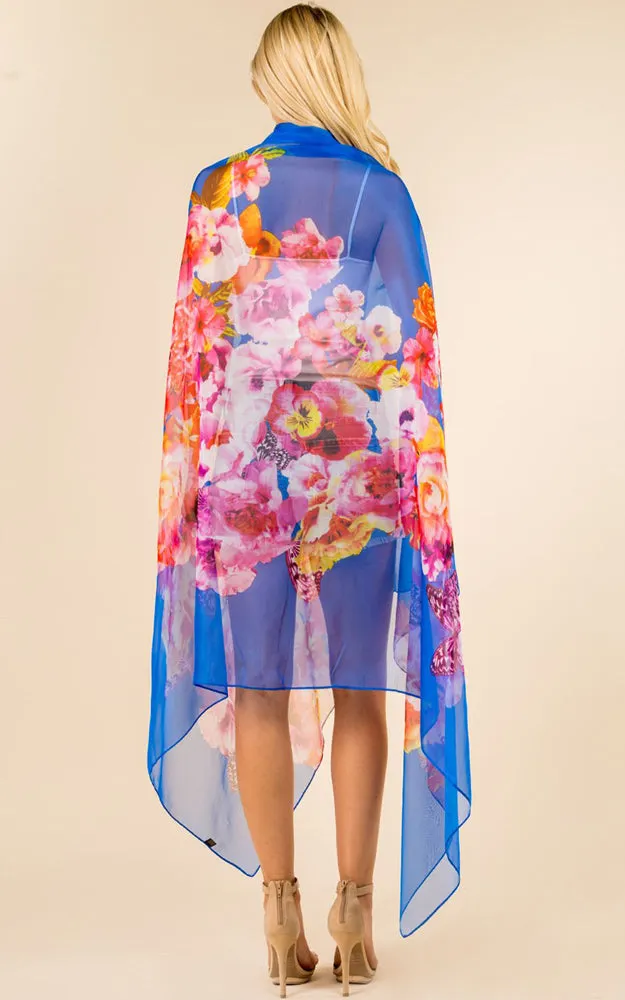 PP3360 Flower Colorful Printed Oblong Salon Scarf