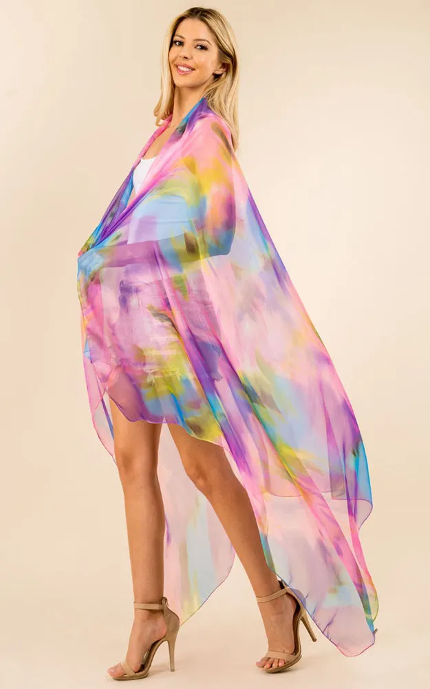 PP3360 Flower Colorful Printed Oblong Salon Scarf
