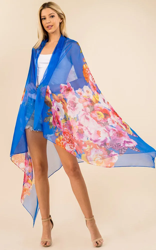 PP3360 Flower Colorful Printed Oblong Salon Scarf