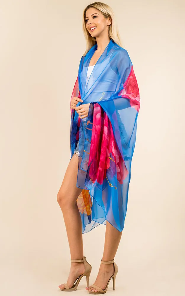 PP3360 Flower Colorful Printed Oblong Salon Scarf