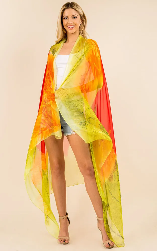 PP3360 Flower Colorful Printed Oblong Salon Scarf