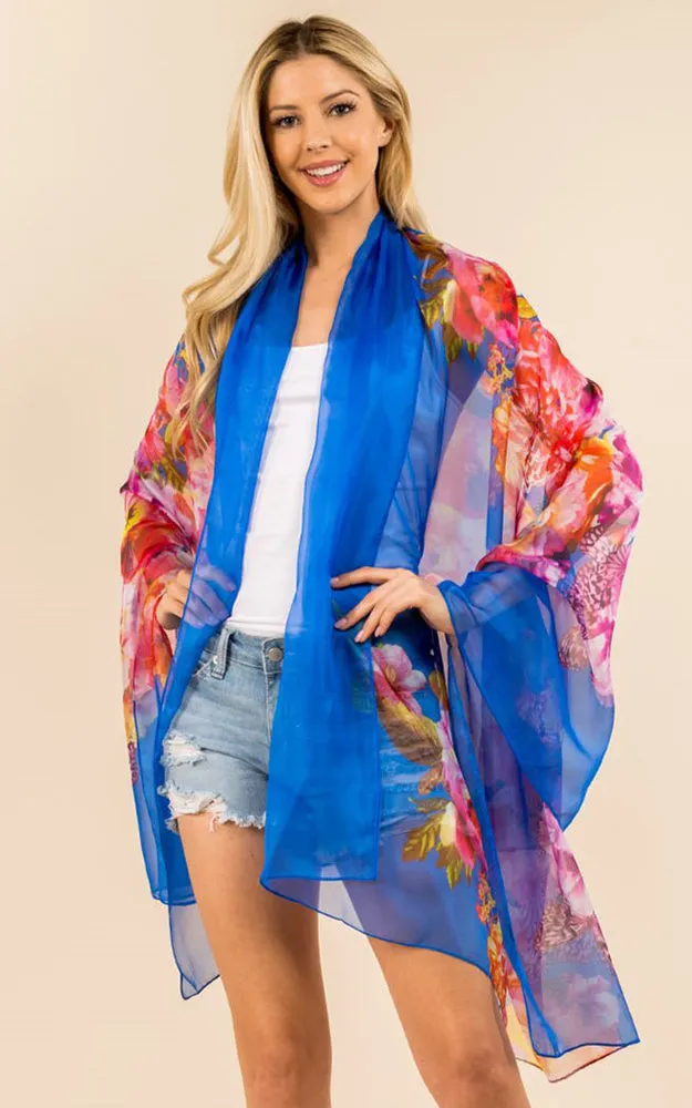 PP3360 Flower Colorful Printed Oblong Salon Scarf