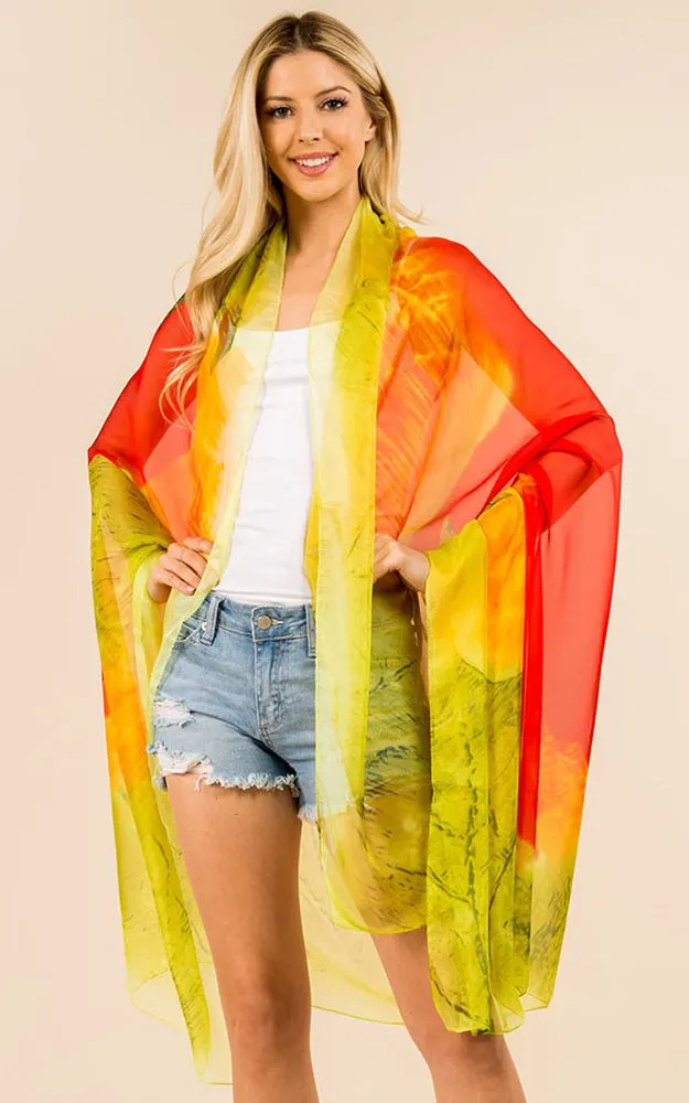 PP3360 Flower Colorful Printed Oblong Salon Scarf